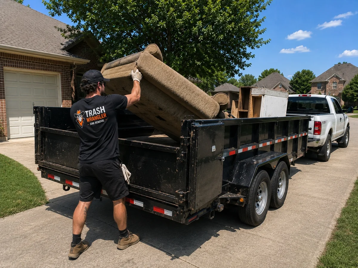 Cardboard and furniture removal by Trash Wrangler Junk Removal — serving the OKC metro area