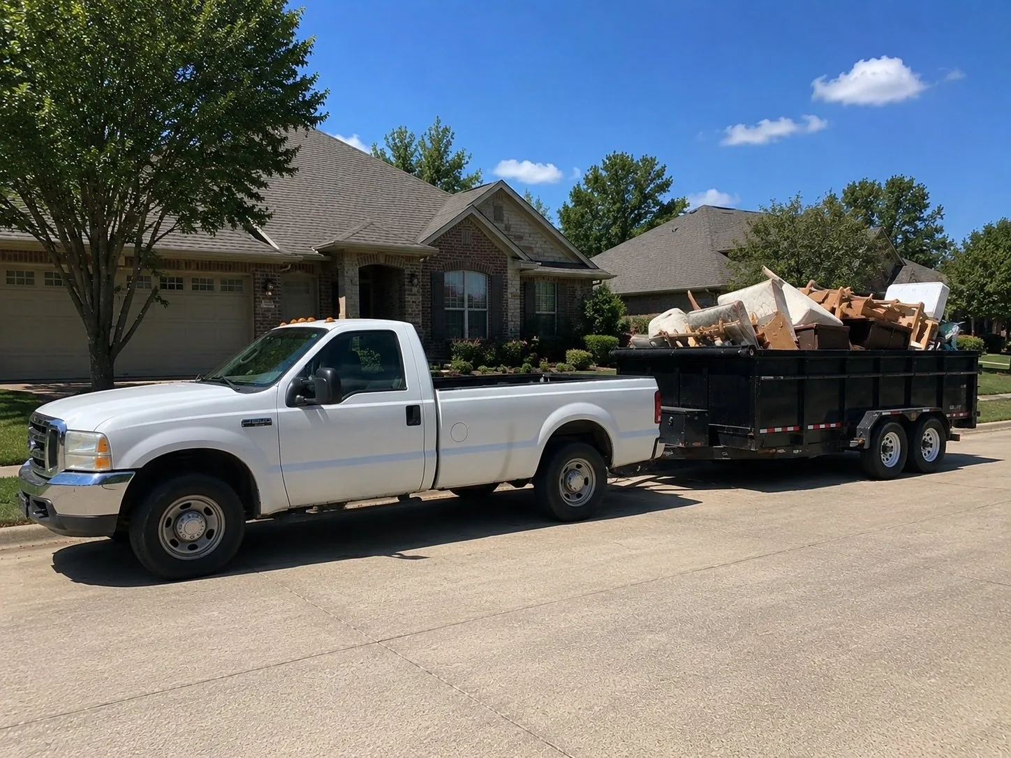 Trash Wrangler junk removal in Norman, OK — a garage before and after a cleanout